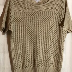 Beige Knit Short Sleeve Sweater